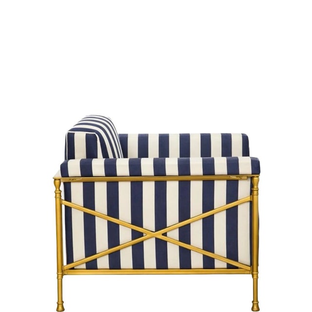 A custom-made Lounge Chair from the Jerome Collection by Michael Taylor Designs, produced in 2017 in a warm Reed Brass...