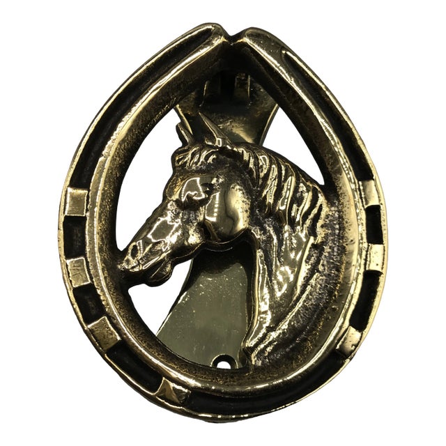 English Equestrian Brass Door Knocker For Sale