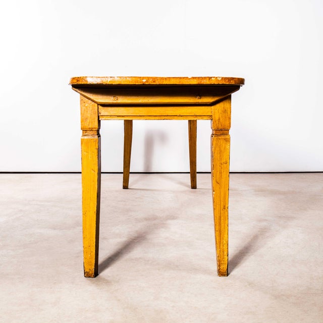 Wood Vintage Rectangular Angular French Dining Table in Faux Wood, 1920s For Sale - Image 7 of 9