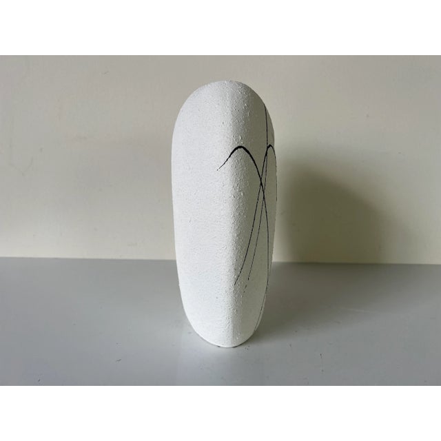 Ceramic Vintage White and Black Matte Glaze Ceramic Vase For Sale - Image 7 of 9