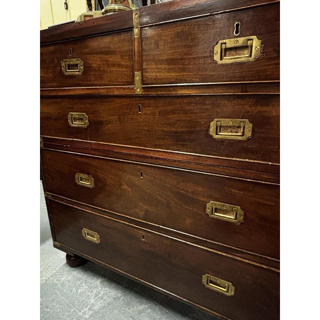 Victorian Campaign Chest. Superb Patina, Fine Proportions, Splits In 2 Pieces. 95 cms high 48 cms depth 97 cms wide