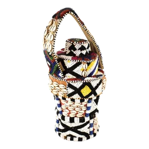 Mid 20th Century Kuba Royal Beaded Basket