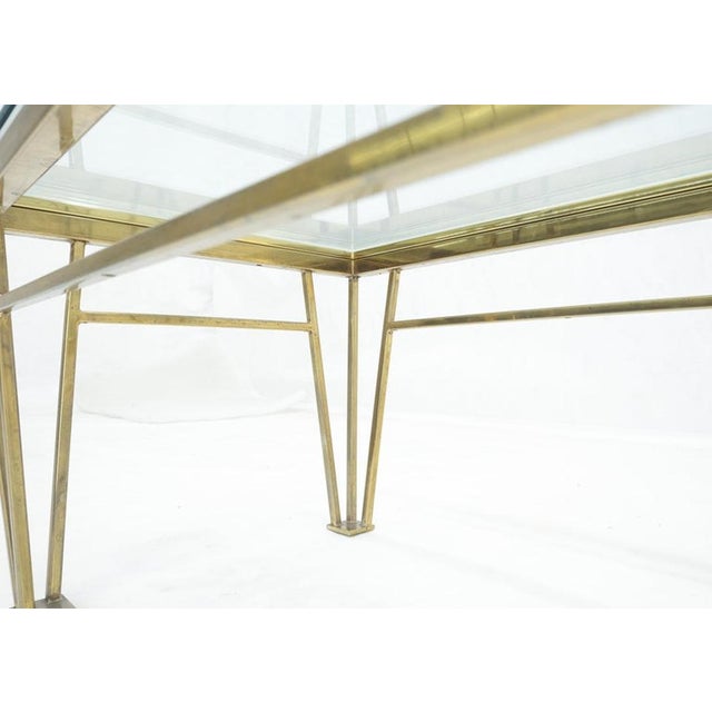 Geometric Frame Style Legs Rectangular Brass Plated Side Table w/ Glass Top For Sale - Image 13 of 13