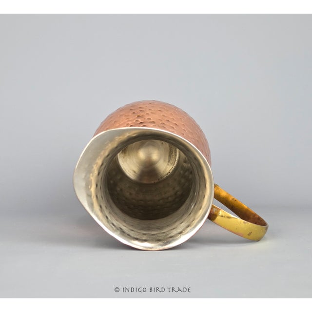 Metal Vintage Hand Hammered Copper Pitcher With Brass Tone Handle For Sale - Image 7 of 8
