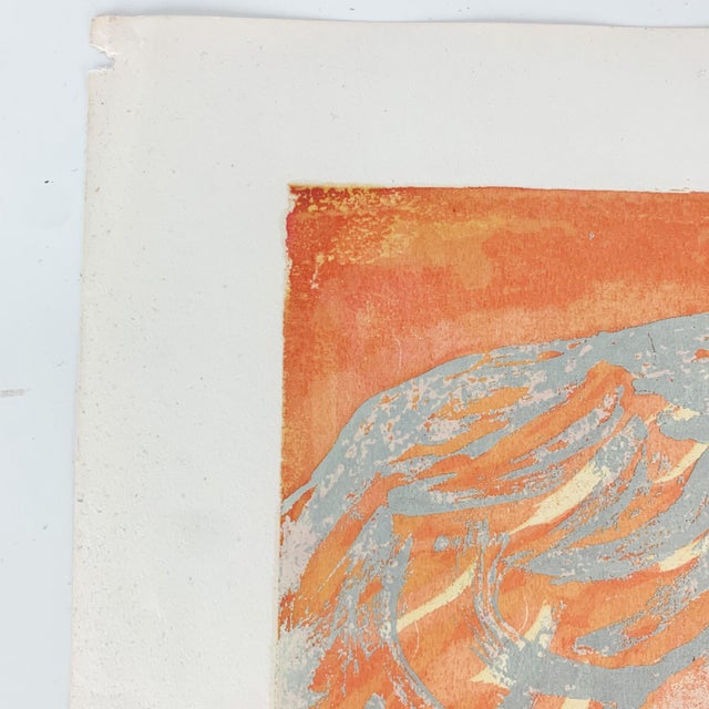 Orange Vintage 60s MCM Pop Art Jean Curtis Print Serigraph Female Portrait Mid Century For Sale - Image 8 of 8