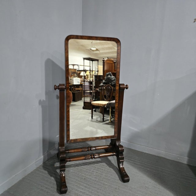 Wood Regency Mahogany Cheval Mirror, 1830 For Sale - Image 7 of 14