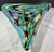 Glass 1960s Italian Mid-Century Murano Attributed Large Freeform Triangle Glass Bowl Pastel/Gold For Sale - Image 7 of 11