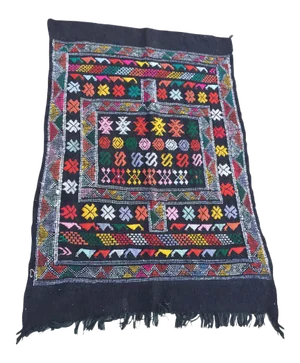 Moroccan Vintage North African Black Tribal Kilim Rug