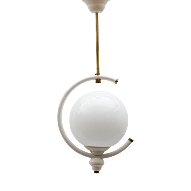 Mid-Century Modern Opaline Glass Ceiling Lamp, Italy, 1960s For Sale