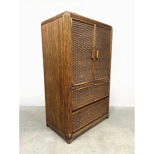 1970s Vintage Rattan Bamboo Cabinet, 1970s For Sale - Image 5 of 6
