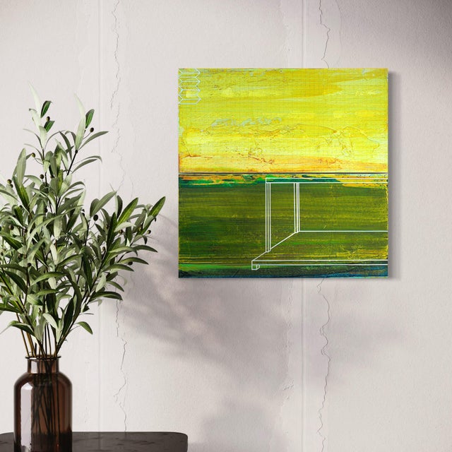 Contemporary Rebecca Koury Original "Golden Landscape" Gold Olive Diptych Contemporary Abstract Painting, Acrylic on Canvas, Carmel California Art, 2019 For Sale - Image 3 of 4