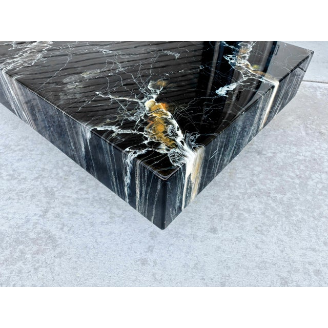 1970s Italian Black Faux Marble Floating Coffee Table Designed by Willy Rizzo For Sale In Los Angeles - Image 6 of 12