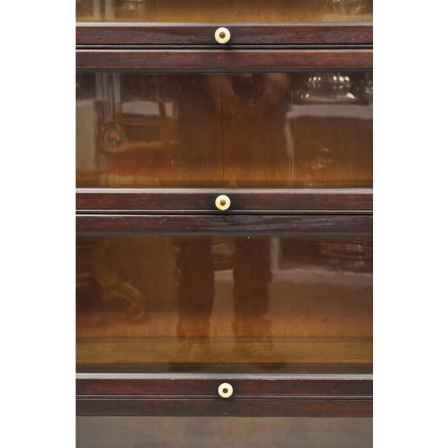 1900 - 1909 Early 1900s Antique American Empire Style Mahogany 4 Section Stacking Barrister Bookcase For Sale - Image 5 of 12