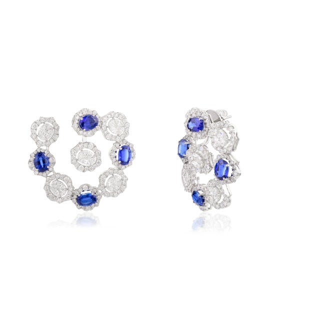 Blue Swirl Cocktail Kyanite & Diamond Earrings, a Pair For Sale - Image 8 of 11