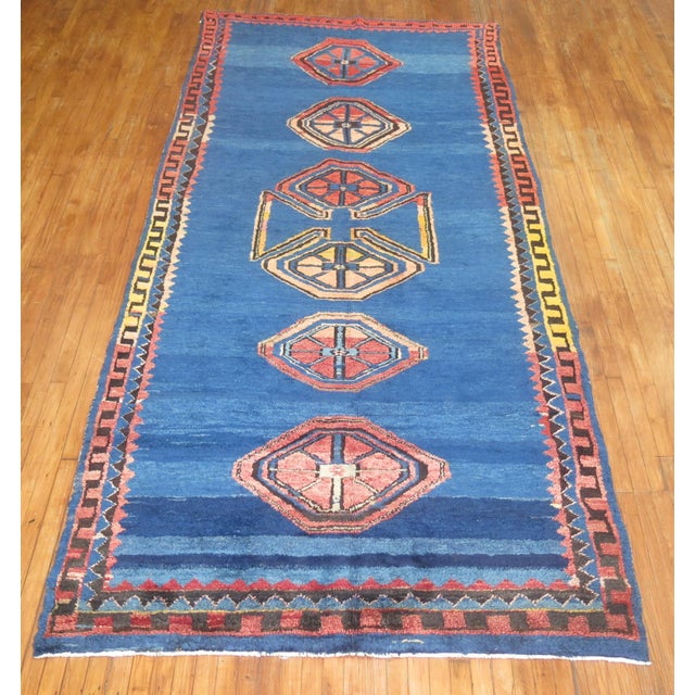 Blue Vintage Cobalt Blue Turkish Anatolian Gallery Rug - 5'7" x 12'10" For Sale - Image 8 of 8