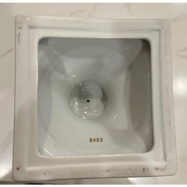 Vintage Neoclassical Campana Porcelain Gold & White Figural Urn For Sale In Tampa - Image 6 of 11