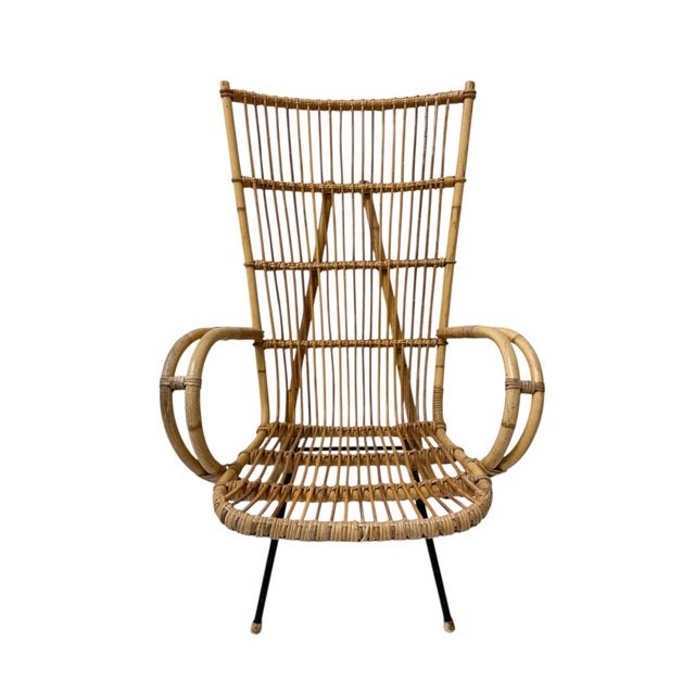 Mid-Century Modern Italian High Back Armchair, 1960s For Sale - Image 9 of 9