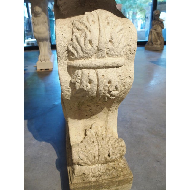 Italian Neoclassical Style Garden Table With Winged Rams Heads Decor, 1900s For Sale - Image 17 of 18