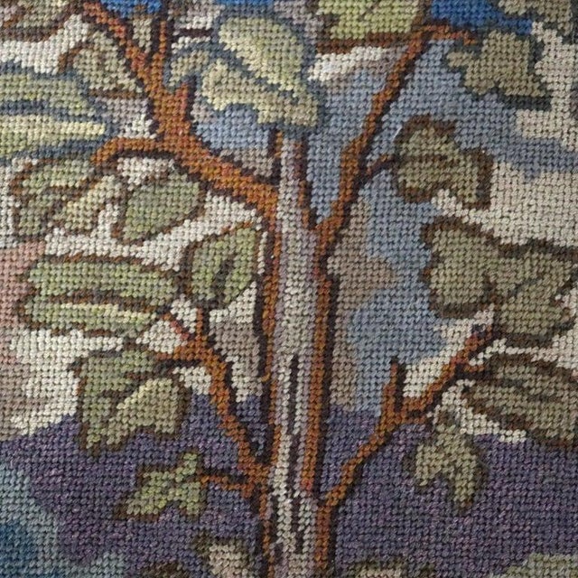 English Jacobean Walnut & Burl Petit Point Top Game Table With Tapestry C1810 For Sale - Image 6 of 16