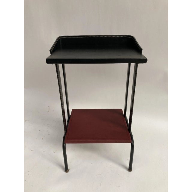 Black Leather-Covered Nightstand by Jacques Adnet For Sale - Image 8 of 8