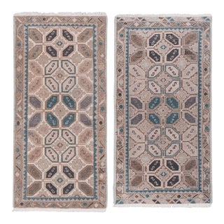 1970s Oushak Wool Small Hand-Knotted Turkish Rug - a Pair For Sale