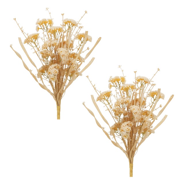 Modern Beige Floral Grass Bush (Set of 2) For Sale - Image 3 of 3