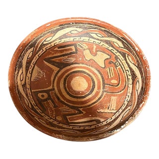 Antique Pre-Columbian Gran Nicoya Polychrome Terracotta Bowl Restored For Sale