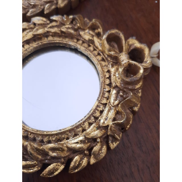 Gold Mirror Christmas Ornament Laurel Bow Wreath Pair For Sale In Fayetteville, AR - Image 6 of 9