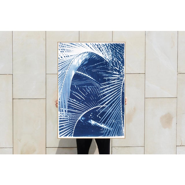 Paper 2021 "Tropical Palm Branches" Handmade Cyanotype Print on Watercolor Paper by Kind of Cyan For Sale - Image 7 of 11