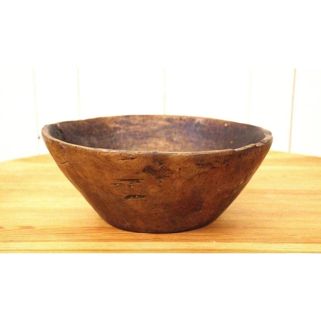 Large Swedish Folklore Carved Birchwood Bowl Early 19th Century. This bowl has a fantastic patina with wear and tear, a...