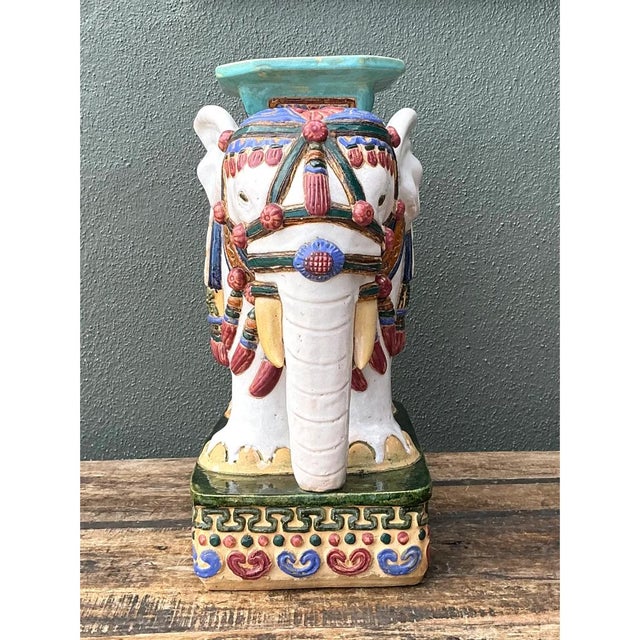 Mid 20th Century Vintage Ceramic Elephant Low Stool For Sale - Image 5 of 12