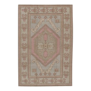 Vintage Circa 1940 Turkish Oushak Area Rug 4ft 7in X 6ft 7in For Sale