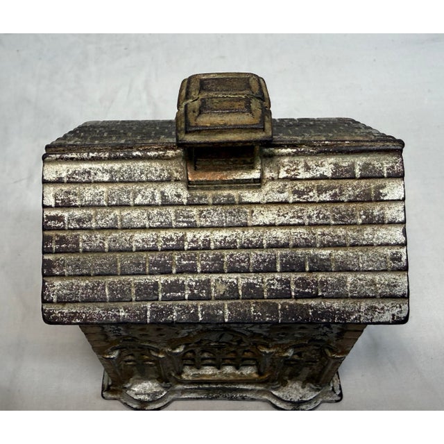 American Antique 1910 Ac Williams Cast Iron Double Door Savings Bank Building Still Bank For Sale - Image 3 of 8