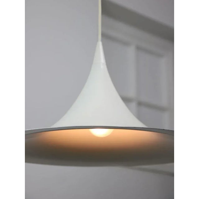 Danish White Trumpet Pendant Lamp attributed to Claus Bonderup & Torsten Thorup For Sale - Image 6 of 11