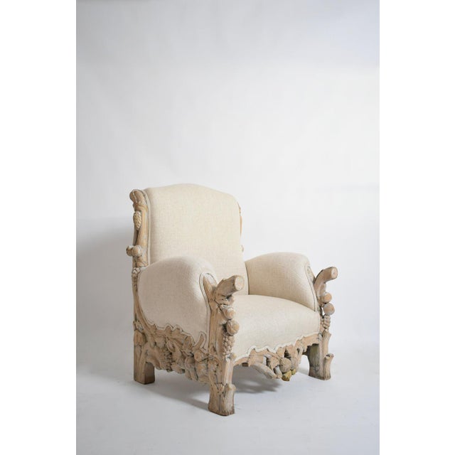 1970s Fruits and Foliage Chair in Carved Limed Oak, 1970s For Sale - Image 5 of 5