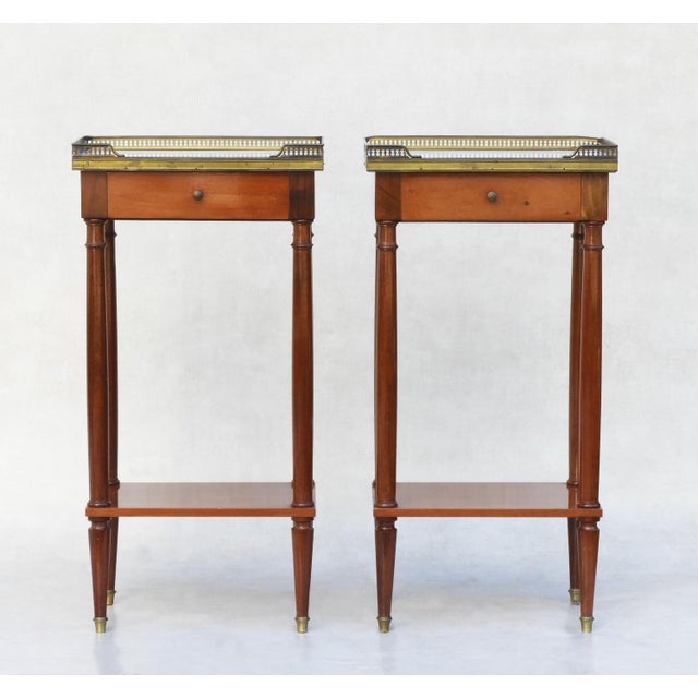 French Brass Nightstands with Marble Top, 1960, Set of 2 For Sale - Image 11 of 13