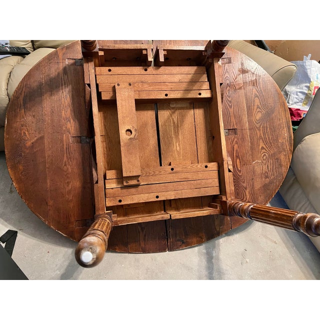 Antique Oak Wood Drop Leaf Dining Table For Sale - Image 10 of 10