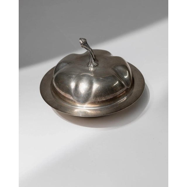 Vintage Silver-Plated Pumpkin Bowl with Lid, 1940s For Sale - Image 9 of 11