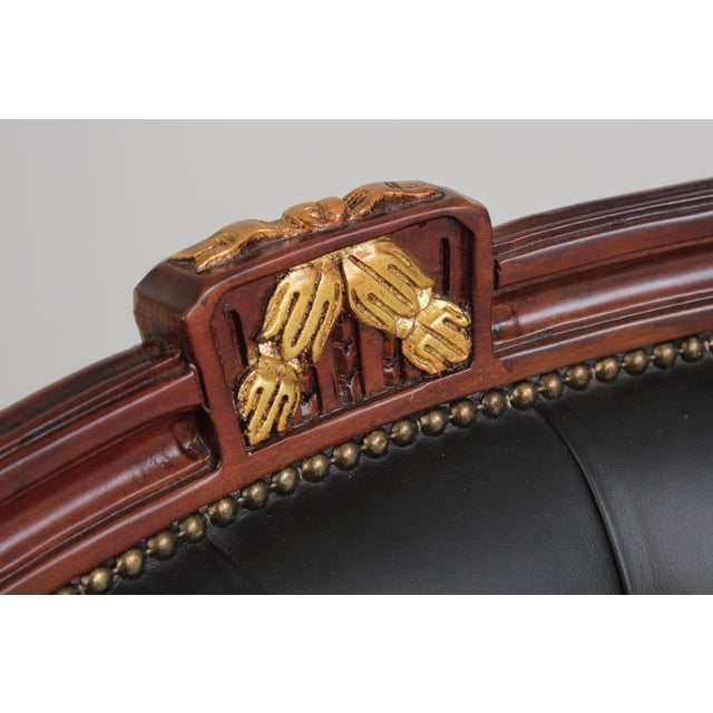 Black Francesco Molon Black Tufted Leather Swivel Arm Chair For Sale - Image 8 of 18