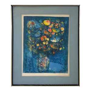 Hoi Lebadang "Floral Still Life" Artist Proof Lithograph, Signed & Framed