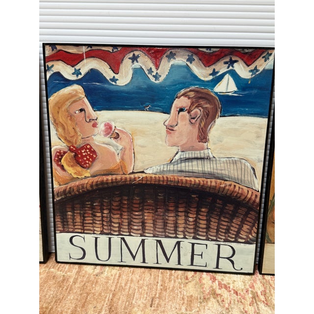 Nancy Thomas Folk Art Seasonal Plaques, Set of Four For Sale - Image 10 of 11