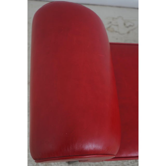 1980s Baker Mahogany Leather Chippendale Window Bench For Sale - Image 5 of 17