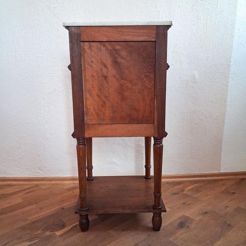 French Oak Side Table with Marble Top, 1900s For Sale - Image 5 of 15