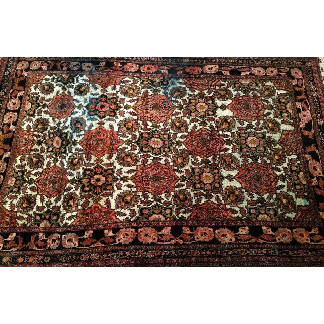 Vintage Afghan Silk Room Size Rug in Allover Pattern in Ivory, Burgundy, Brown For Sale - Image 15 of 15