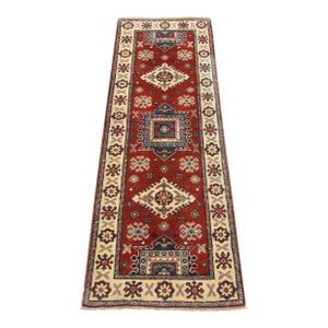 Kazak Runner 2' X 5'9'' Red Wool Tribal Hand-Knotted Oriental Rug