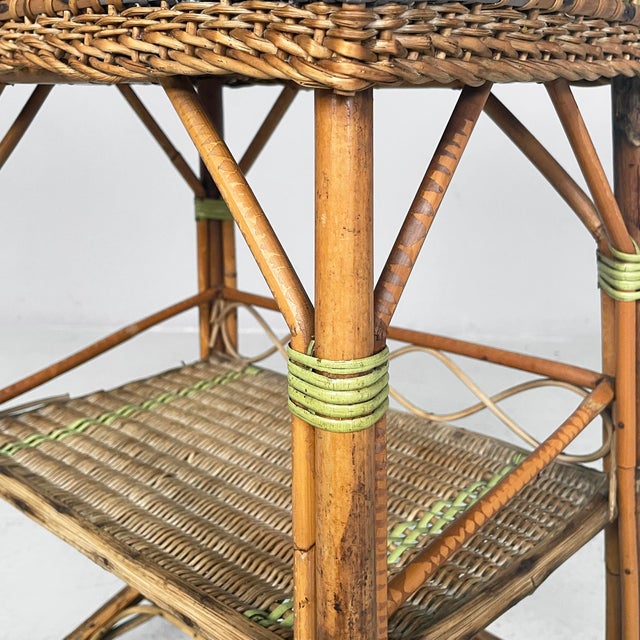Italian Art Deco Cabinet or Coffee Table in Rattan and Green Rattan, 1930s For Sale - Image 14 of 18