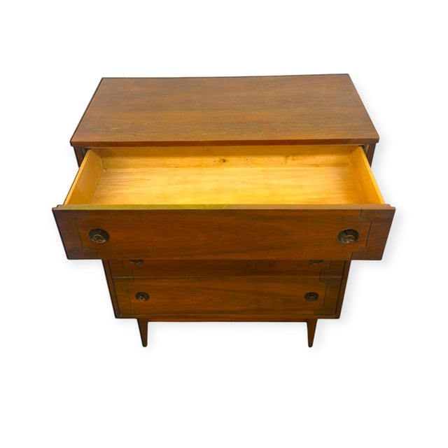 Vintage Mid-Century Modern 4-Drawer Tallboy Dresser Dovetailed Drawers. For Sale - Image 9 of 12