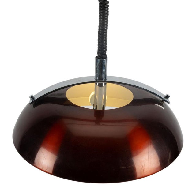 Red Metallic and Chrome 70s Pendant Lamp 52 cm x 52 cm x 34 cm Up to 250V (Europe/UK Standard).The wiring of this item may...