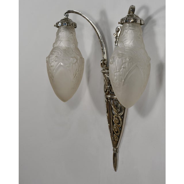 Andre Delatte Large French Art Deco Wall Sconces by Delatte 1920s France - A Pair For Sale - Image 4 of 12