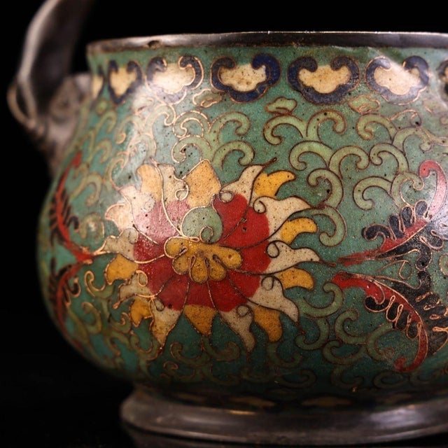 Vintage Chinese Cloisonné Incense Burner With Twin Handles For Sale In Los Angeles - Image 6 of 8